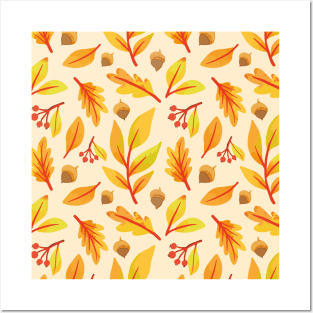 Autumn Beautiful leaves pattern Posters and Art